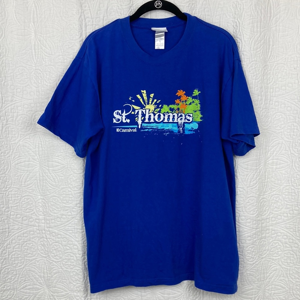 Carnival Cruise The Fun Ships St. Thomas Graphic T-shirt sz Large 0026